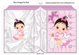 cute baby girl holding a bunny with her bottle A5 folded book