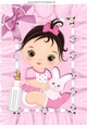 cute baby girl holding a bunny with her bottle A4