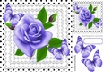 pretty lilac roses on lace with butterflies and black polkadot 8x8