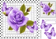 pretty purple roses on lace with butterflies and black polkadot 8x8