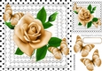 pretty gold roses on lace with butterflies and black polkadot 8x8