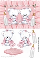 Congratulations twins (pink)! cute baby bears with snuggle blankets