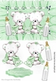 Congratulations twins (green)! cute baby bears with snuggle blankets