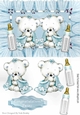 Congratulations twins (blue)! cute baby bears with snuggle blankets