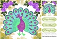 pretty peacock with purple corner roses 8x8