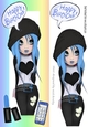 Birthday Girl with blue hair in tall Rainbow DL frame