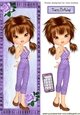 pretty girl in purple with roses (two) with her mobile phone tall DL