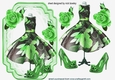 pretty dress & accessories in green with roses on lace A5