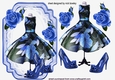 pretty dress & accessories in blue with roses on lace A5
