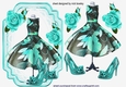pretty dress & accessories in turq with roses on lace A5