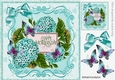 Pretty card with hydrangeas and butterflies for MOTHERS DAY (turq) 8x8