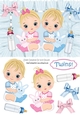 Cute twins little boy & girl (blue)