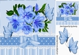 pretty painted blue Azaleas with bow & butterflies 8x8