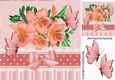 pretty painted peach Azaleas with bow & butterflies 8x8
