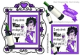 Lady in purple, with  wine in heart ornate frame