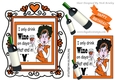 Lady in orange, with  wine in heart ornate frame