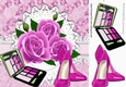 pretty cerise roses with shoes & makeup on lace 8x8