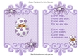cute little easter chick, peeking out of an egg (purple) card front with insert