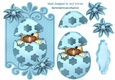 cute little easter chick, peeking out of an egg (blue)