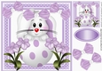 Cute easter bunny in lilac egg with bows 8x8