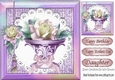 Pretty purple flower vase with beautiful lilac roses in lilac rainbow frame 8x8