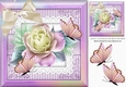 beautiful lilac & cream roses with butterflies in lilac rainbow frame 8x8