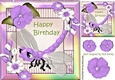 Cute Fantasy purple Dragonfly with flowers in rainbow frame 8x8