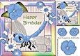Cute Fantasy blue Dragonfly with flowers in rainbow frame 8x8
