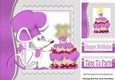 Time to party, chef mouse with purple birthday cake 8x8