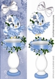 cute little blue bird with bird bath and flowers Tall DL