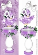 cute little purple bird with bird bath and flowers Tall DL