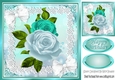 pretty A5 turq roses in heart pyramids with organza bow