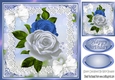 pretty A5 blue shades of roses in heart pyramids with organza bow