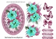 painted turq Hibiscus flowers in pearl frame with butterflies