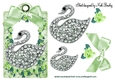pretty diamond swan with green roses & bow on a tag