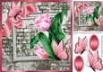 pretty corner rose tulips & butterflies with brick effect wall 8x8