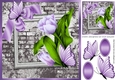 pretty corner lilac tulips & butterflies with brick effect wall 8x8