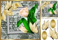 pretty corner gold tulips & butterflies with brick effect wall 8x8
