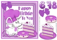 Cute  chef mouse with lilac birthday cake and ages 6,7, 8 8x8