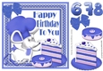 Cute  chef mouse with blueberry birthday cake and ages 6,7, 8 8x8