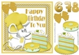 Cute  chef mouse with lemon birthday cake and ages 6,7, 8 8x8