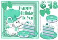 Cute  chef mouse with spearmint birthday cake and ages 6,7, 8 8x8