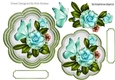 pretty turq flowers with butterflies topper/card fronts