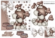 cute little puppy with bow and dog bowls (smaller card three)