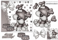 cute little puppy with bow and dog bowls (smaller card four)