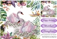 pretty swans in tropical flower frame 8x8