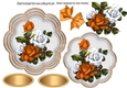 pretty orange/white roses with bow topper/card fronts