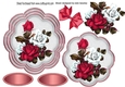 pretty cerise/white roses with bow topper/card fronts