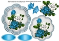 pretty turq/white roses with bow topper/card fronts