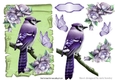 pretty lilac bird on a scroll with lilac roses